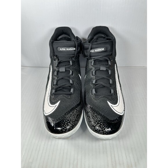 Size 14 Nike Alpha Huarache Elite 4 Mid Men's Black Baseball Cleat DJ6520-001 - Picture 2 of 8